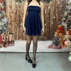 Cider Elegant Navy Strapless Dress